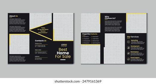 Real estate trifold brochure template design, Construction and renovation trifold brochure template or real estate brochure. Real estate trifold brochure template design