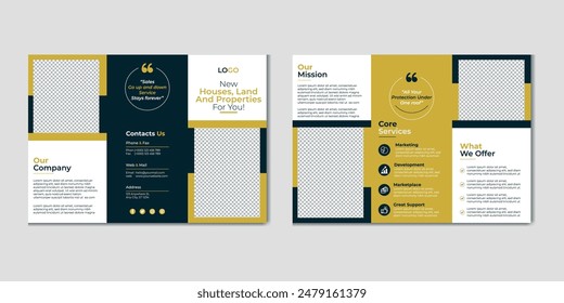 Real estate trifold brochure template design, Construction and renovation trifold brochure template or real estate brochure. Real estate trifold brochure template design