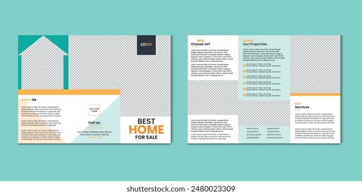 Real estate trifold brochure template design, Construction and renovation trifold brochure template or real estate brochure. Real estate trifold brochure template design