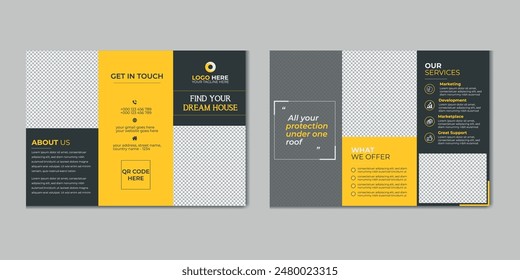 Real estate trifold brochure template design, Construction and renovation trifold brochure template or real estate brochure. Real estate trifold brochure template design