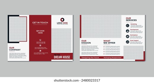 Real estate trifold brochure template design, Construction and renovation trifold brochure template or real estate brochure. Real estate trifold brochure template design