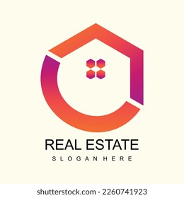 Logotipos únicos de bienes inmuebles, conjunto, edificio, hogar, decoración