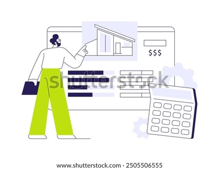 Real estate valuation abstract concept vector illustration. Real estate estimates property, business, AVM idea, automated valuation model, comparative market analysis abstract metaphor.