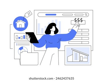 Real Estate valuation isolated cartoon vector illustrations. Broker making comparative market analysis, commercial property value, real estate agent, automated valuation model vector cartoon.