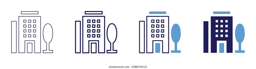 Real estate value estimation icon in 4 different styles. Thin Line, Line, Bold Line, Duotone. Duotone style. Editable stroke.