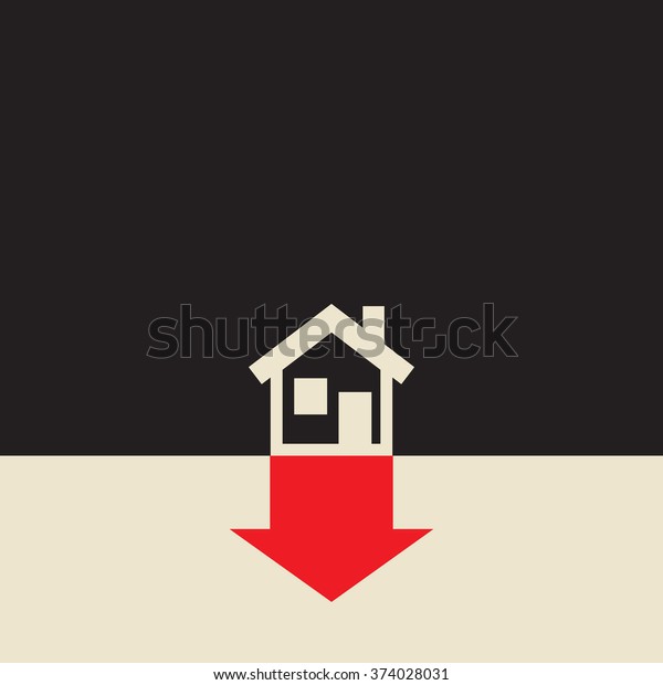Real Estate Value Going Down Due Stock Vector Royalty Free 374028031