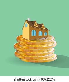 Real estate vector house on the money
