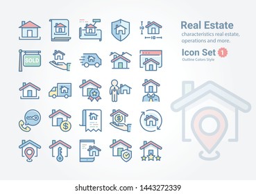 Real Estate vector icon collection with 