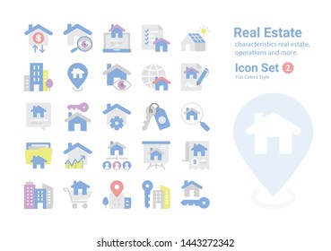 Real Estate vector icon collection with flat style