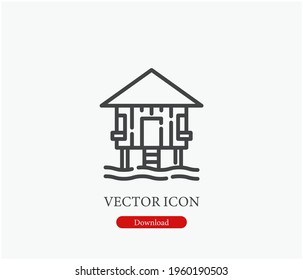Real estate vector icon.  Editable stroke. Symbol in Line Art Style for Design, Presentation, Website or Apps Elements, Logo. Pixel vector graphics - Vector