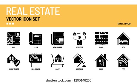 Real estate vector icon set.