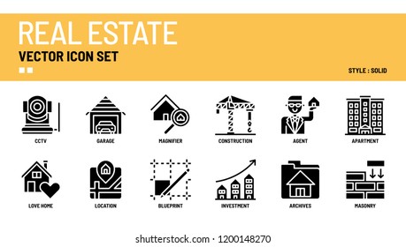 Real estate vector icon set.