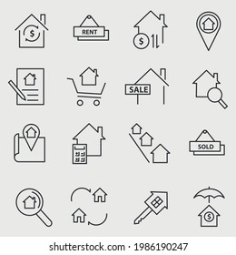 iconos de los vectores inmobiliarios conjunto de iconos de alquiler y venta de viviendas