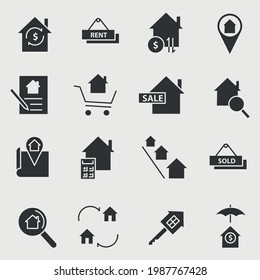 iconos de los vectores inmobiliarios conjunto de iconos de alquiler y venta de viviendas