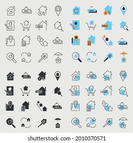 real estate vector icon set house rent and sale icons