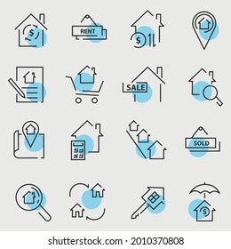 real estate vector icon set house rent and sale icons