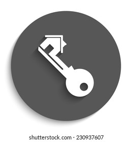 real estate  - vector icon with shadow on a round grey button