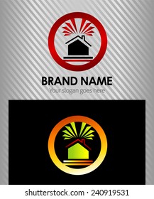 Real Estate Vector Icons, Logos, Sign, Symbol Template with rays