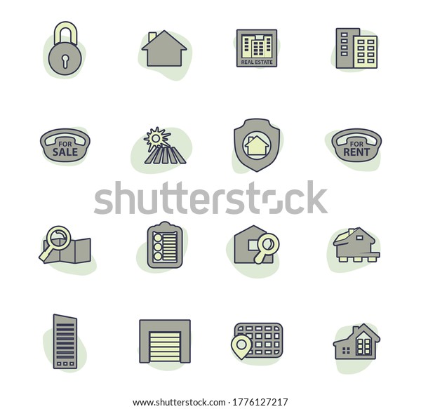 Real Estate\
vector icons for user interface\
design
