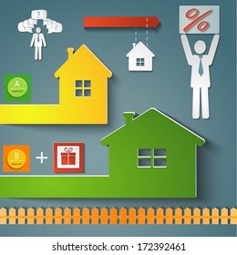 Real estate VECTOR illustration. Big house and small house