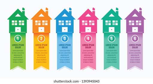 real estate vector infographic. infographic template. colorful houses infographic