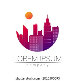 Real Estate Vector Logo with City and Skyline icons. Illustration for Brand Company Identity Concept Design Symbol