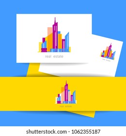 Inmobiliaria. Concepto de logotipo vectorial para empresa contable o inmobiliaria. Diseño de vectores.