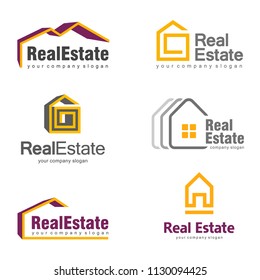 Real Estate vector logo design template. Creative abstract house icon logo set