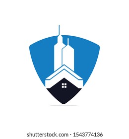 Real estate vector logo design. Building logo design. Building Estate Logo with Skyscrapers.	