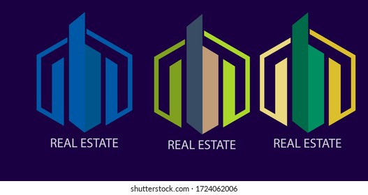 Real estate vector logo design on black background