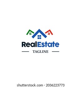 real estate vector logo design with colorful house shapes