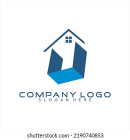 Real Estate Vector Logo Design With Three Dimensional House Icons.