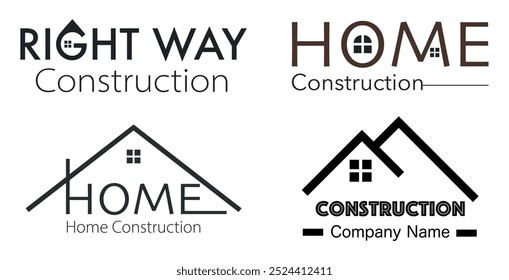 Real Estate vector logo design template. House abstract concept icon. Vector illustration. 4 Logos for House Construction. Business Idea.