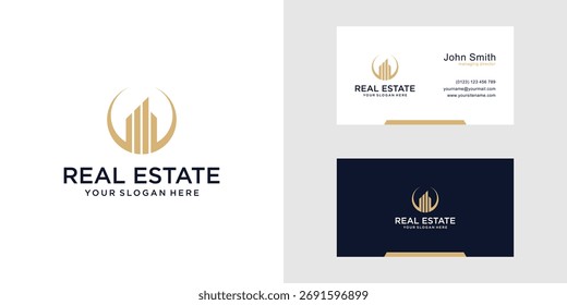 Real Estate Vector Logo Design. Simple Business Card Design.