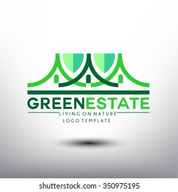 Real Estate vector logo design template. Green Roof Ornament concept icon. Only can Use for Nature Icon