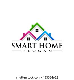 Real estate vector logo design, simple realty with line and roof represented strong and modern realty