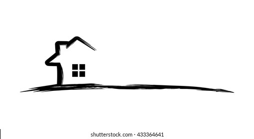 Real estate vector logo design, simple realty with line and roof represented strong and modern real estate