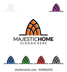 Real estate vector logo design, simple realty with line and roof represented strong, majestic, glass and modern realty