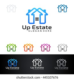 real estate vector logo design, unique up line realty represented strong and great real estate logo design