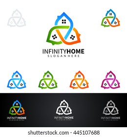 real estate vector logo design, unique colorful infinity triangle home represented unique real estate logo design