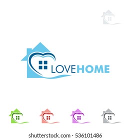 Real Estate Vector Logo Design With Love And Home Shape