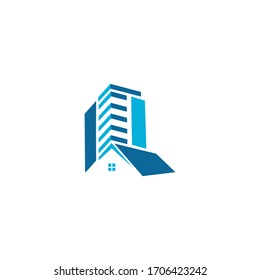 Logo del vector inmobiliario. Hogar con ventana y chimenea, simple símbolo de casa, rascacielos o flechas en el fondo cuadrado - realidad, edificio, ciudad y los íconos de la megalópolis.