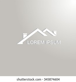 Real Estate vector logo. House abstract concept icon. Vector paper logo with shadow.