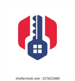Real estate vector logo with lock icon