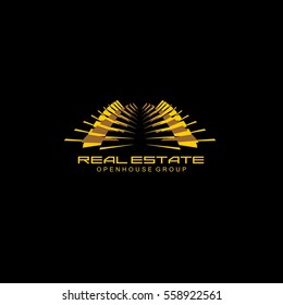 Real Estate vector logo on black background. 