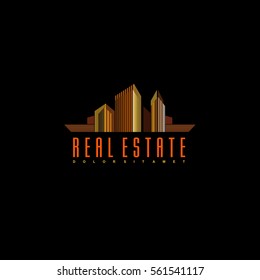 Real Estate vector logo on black background. House abstract concept icon