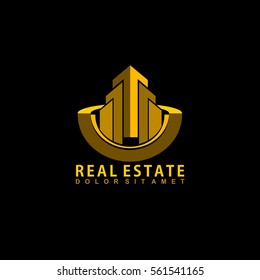 Real Estate vector logo on black background. House abstract concept icon
