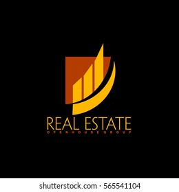 Real Estate vector logo on black background. House abstract concept icon