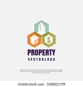 real estate vector logo, a set of sale purchase real estate icons, a business logo.