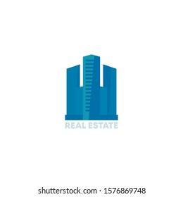 Real estate vector logo with skyscrapers